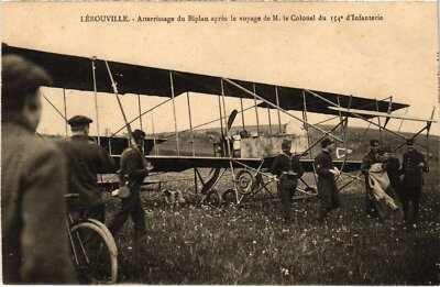 PC AVIATION PILOT AVIATOR M. COLONEL BIPLAN ATTERRISSAGE LÉROUVILLE (a54559)