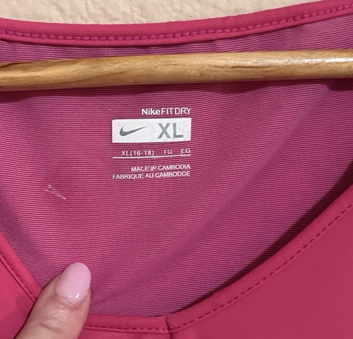 Nike Dri-Fit Vestido Sujetador Incorporado Talla XL Rosa Caliente Ocio Entrenamiento Ejercicio Foto 2 de 4
