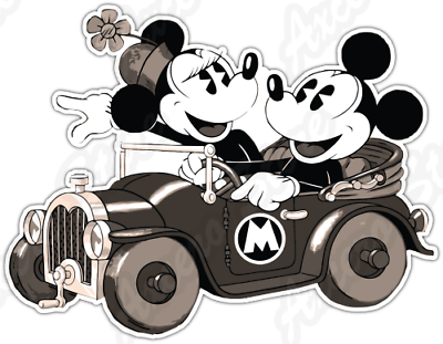 Retro Mickey And Minnie Mouse Kissing Gold Tone Vinyl Decal Retro Mickey And Minnie Mouse Kissing Gold Tone Vinyl Decal