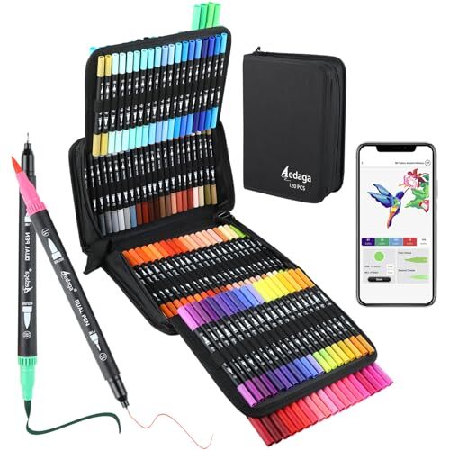 120 Colors Numbered Dual Tip Brush Pens with Free App Fine and Brush Tips Col...