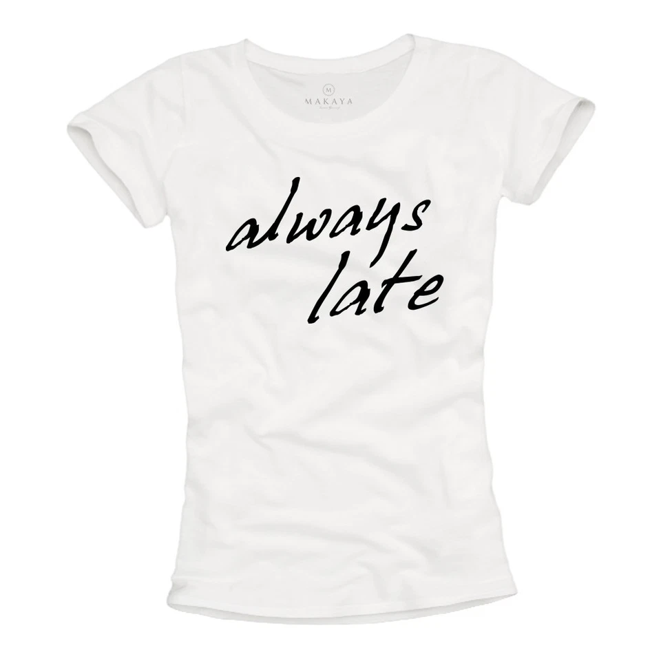 Damen Fun Shirt Tumblr Swag Hipster Dope lustige Sprüche Tops T-Shirts Late NEU - Bild 1 von 1