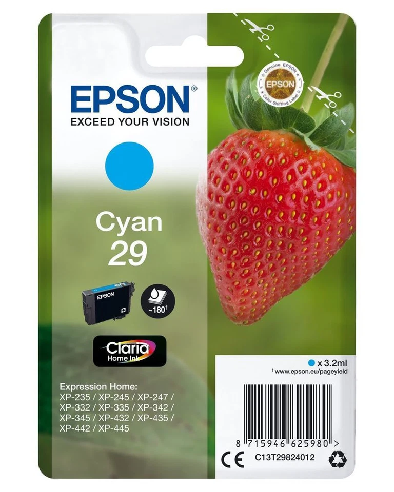Cartuccia Epson 29 Ciano Fragola inchiostro originale