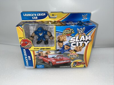 WWE Slam City Launch 'n Crash Car Playset with John Cena Figure damaged box New!