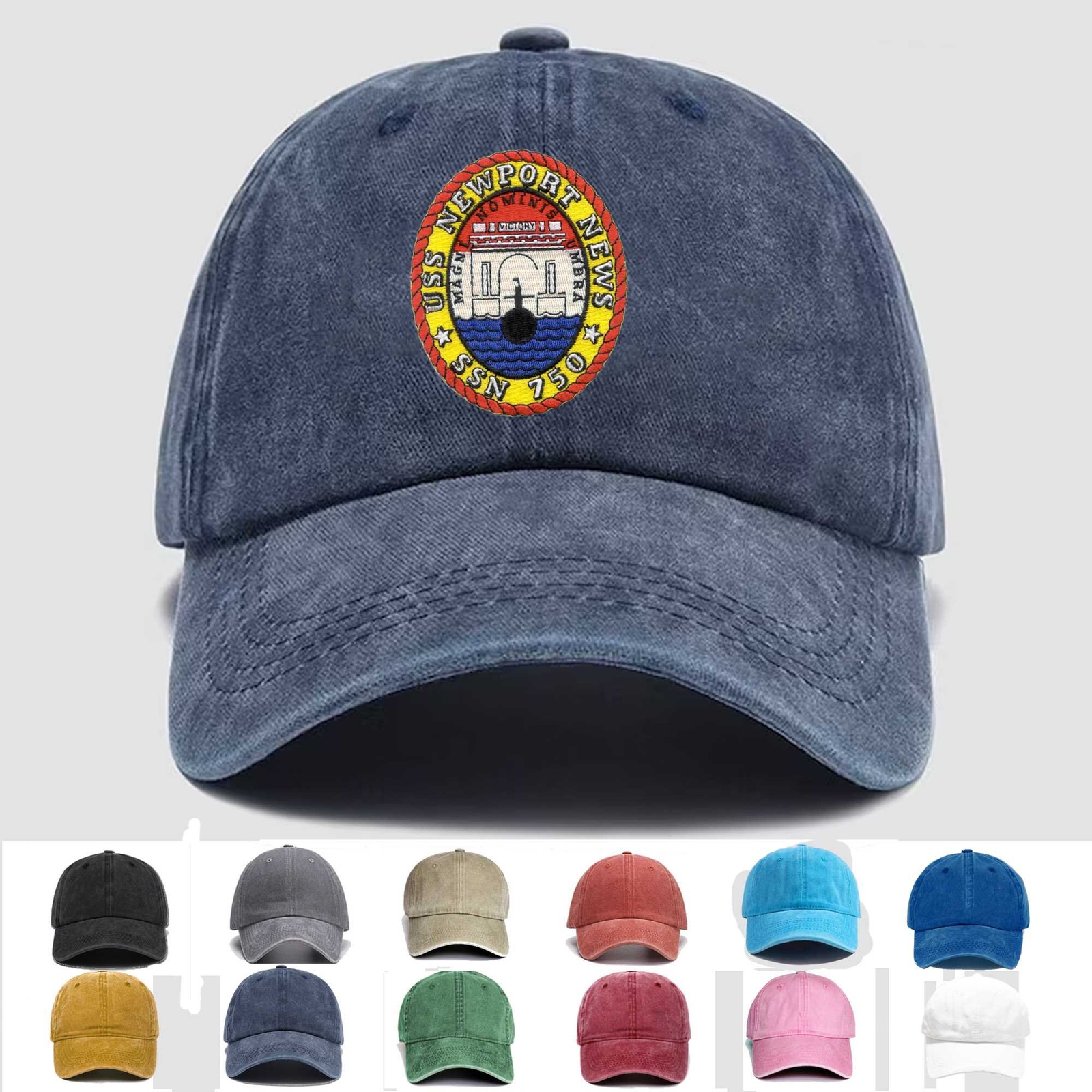 Custom Personalization Embroidered Hat SSN-750 USS Newport News, Veteran Cap