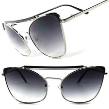 Designer Stylish Vintage Retro Fashion Silver Stunning Womens Cat Eye Sunglasses