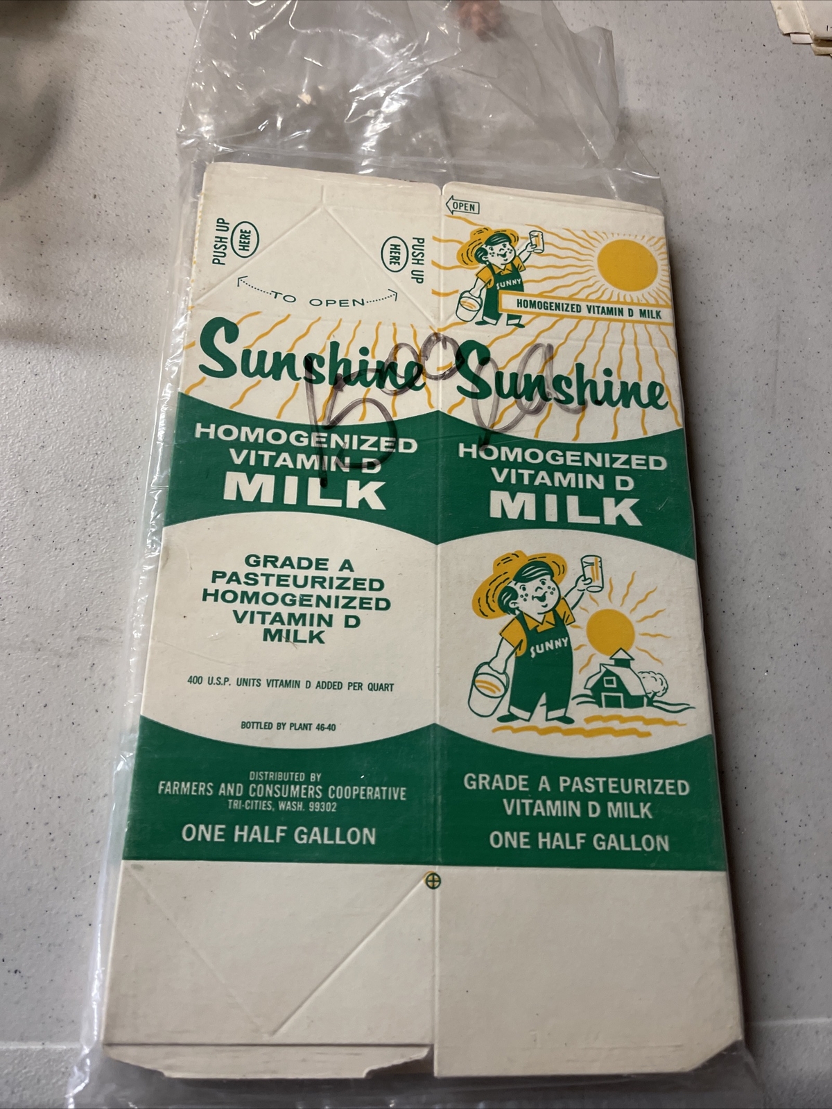 VINTAGE Sunshine Dairies Waxed Milk Carton ExCello Corp Tri Cities Washington eBay