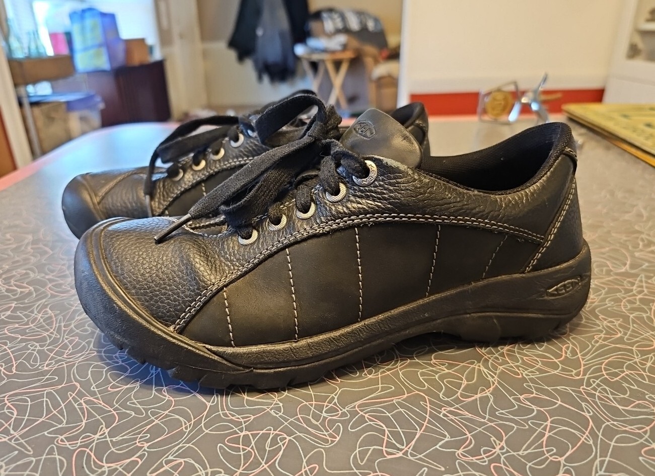 Sneaker stringate KEEN nere da escursionismo trail a piedi punta d'urto in pelle taglia 9 5