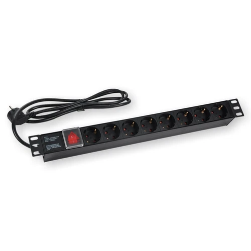 Steckdosenleiste 8-fach mit beleuchtetem Schalter u. Kindersicherung 19" (483mm)