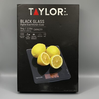 Taylor Pro Dual Küchenwaage Schwarz Glas Digital 5 kg/11 Pfund Kapazität Hintergrundbeleuchtung