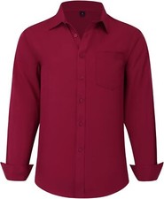 Men's Regular Fit Stretch Long Sleeve Dress Shirts - Business Casual Style