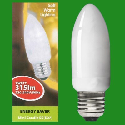 4x 7W Energiesparend CFL Kerze Glühbirnen Kronleuchter etc ES E27 Lampe