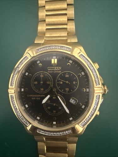 Reloj Hombre Citizen Calendrier Diamantes Eco-Drive Acero Tono Dorado AT0512-53E - Imagen 14 de 14