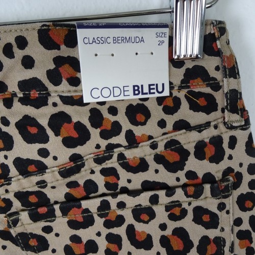 Code Bleu Bermuda Shorts Women's Petite Size 2P Brown Leopard Print Stretch - Picture 5 of 10