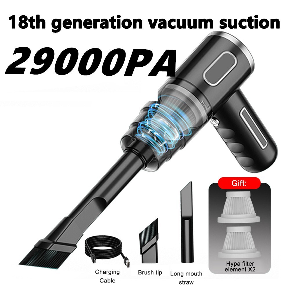 Aspirateur voiture à main sans fil aspiration sec nettoyage habitacle compact USB noir