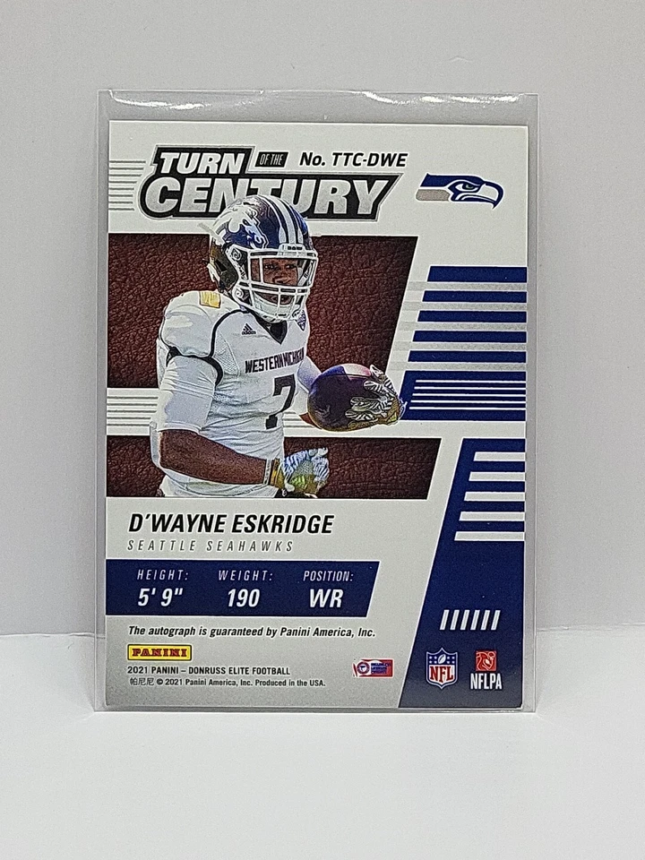 2021 Donruss Elite Turn of the Century /199 D'Wayne Eskridge Rookie Auto RC - Image 2 of 3