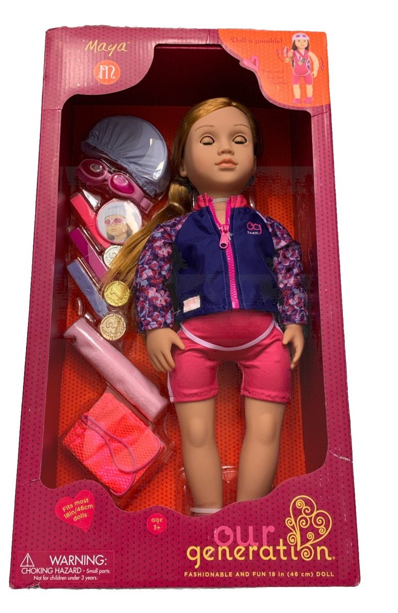 Our Generation Doll Swimmer MAYA Swimsuit, Jacket, Metals, Towel