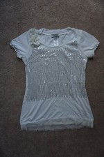 Guess Girls White Shirt Size Large 14 Sequins Flower