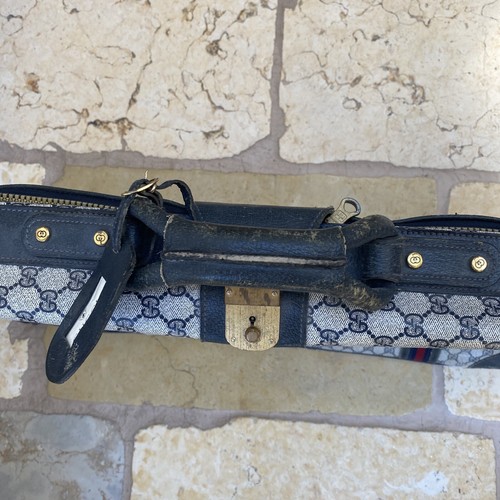 SELTENER VINTAGE GUCCI Marine Koffer mit roten Streifen 77x50 ca. - Bild 7 von 12