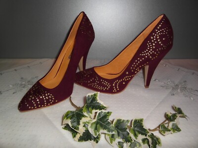 Pumps High Heels Buffalo Textil weinrot Gr 40