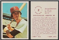 DOUG GRIFFIN - 1975 SSPC # 412 - BOSTON RED SOX 2B - 50 YEAR OLD COLLECTIBLE!