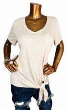 Matty M Size XL Top NWT Stretch Animal Print Hem Side Tie Blouse Short Sl Casual