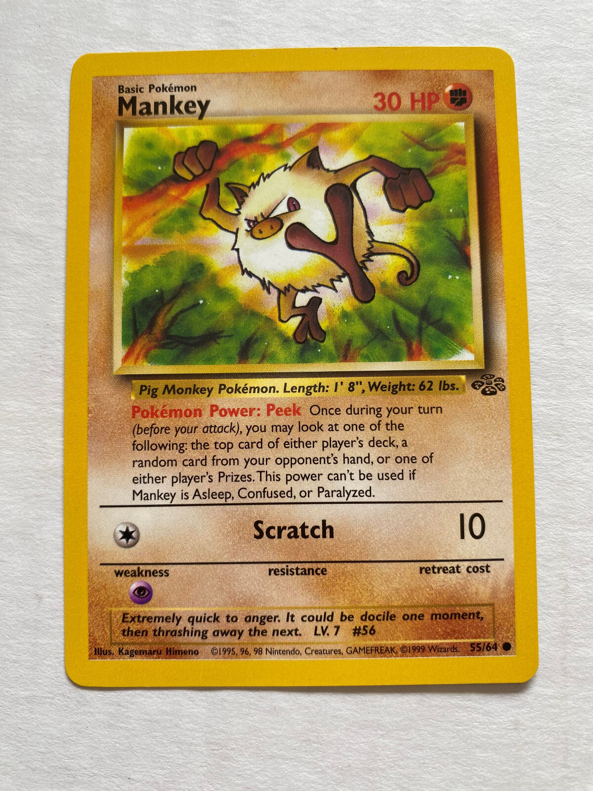 Mankey 92/147 Common Aquapolis Pokemon Card Collection Scratch Pig Monkey NICE
