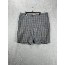 Tommy Bahama Shorts Mens 42 Grey Multi Plaid Silk Linen Chino Flat Front Pockets