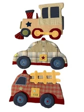 Kids Line All Aboard Wall Hangings Train Car Fire Engine Baby Crib