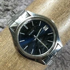Vintage Seiko SQ Men 7545-7009 Date Silver Tone Quartz Analog 34mm Watch 7 1/4"