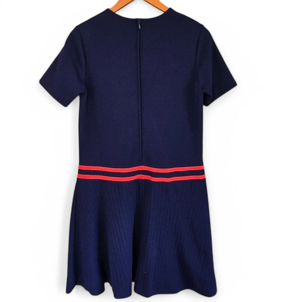 Vestido con bufanda vintage años 60 Elle Couture Ltd azul marino Trevira mezcla de lana Foto 3 de 4