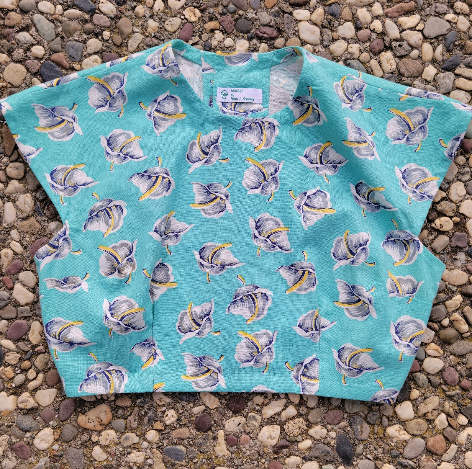 Handmade Vintage Cropped Top Vintage Feedsack Tur… - image 5