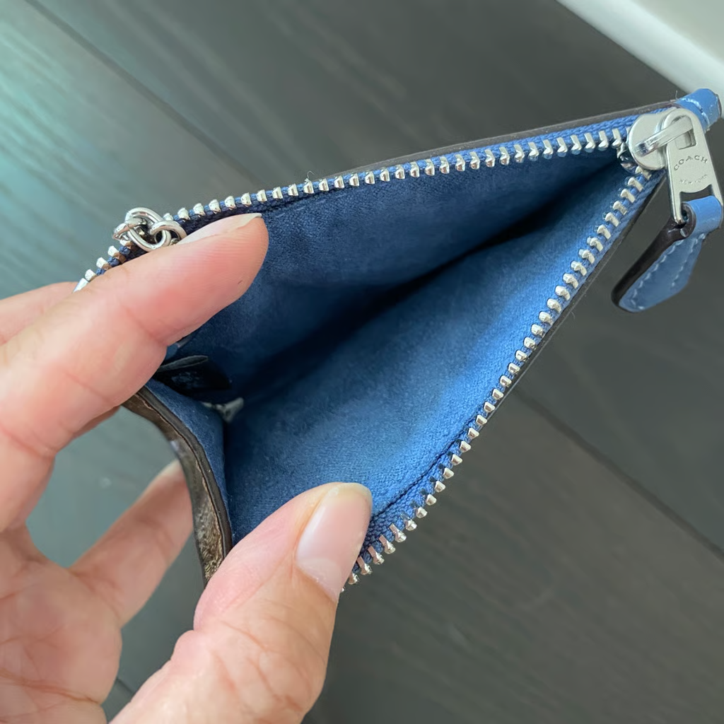 Coach Mini Skinny Id Case Signature Canvas 88208 - Stone Blue | eBay