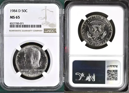 1984-D KENNEDY HALF DOLLAR 50 CENTS NGC MS65 UNC DETAILED COIN #K