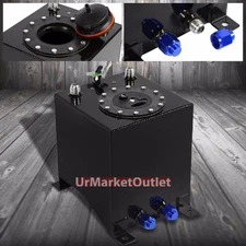 Black Aluminum 2.5 Gallon/9.5L Gas Fuel Cell Tank/Black Cap Door+Level Sender