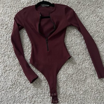 Naked Wardrobe Snatched Zipper Bodysuit Small