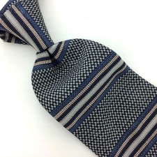 Arrow Usa Made Tie Stripes Checkered Gray Beige Tan Silk Necktie Mens Ties #I23