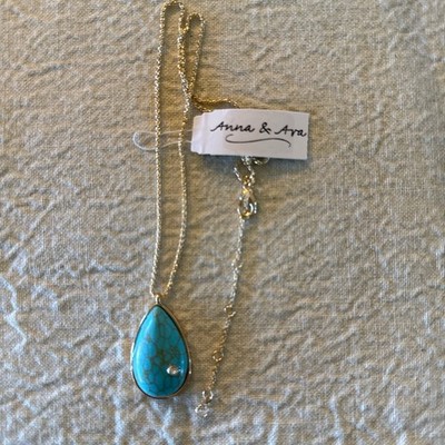 Blue Stone Gold Tone Necklace. Anna & Ava Brand New with Tags and Box Included