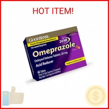GoodSense Omeprazole Delayed Release Tablets, 20 mg, Acid Reducer for Heartburn,