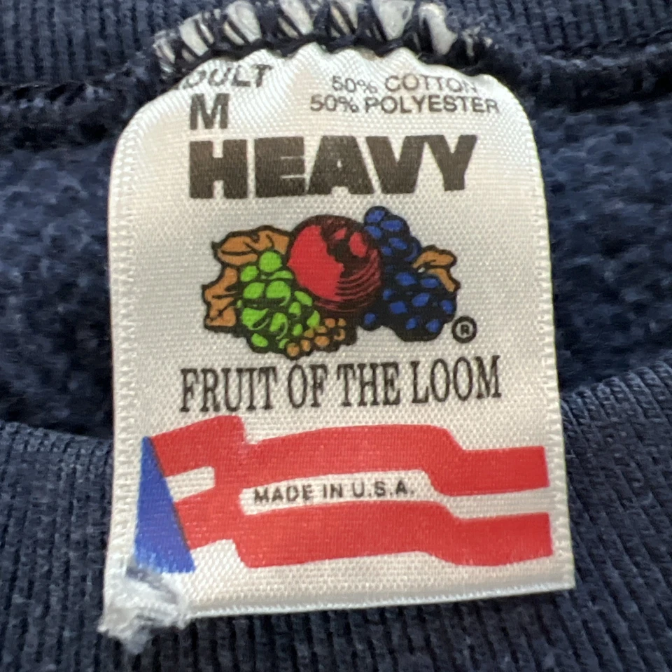 复古 Fruit of the Loom 运动衫 尺寸 M 切割作物 蓝色 海军蓝 花 美国标签 — 第 2/4 张图片