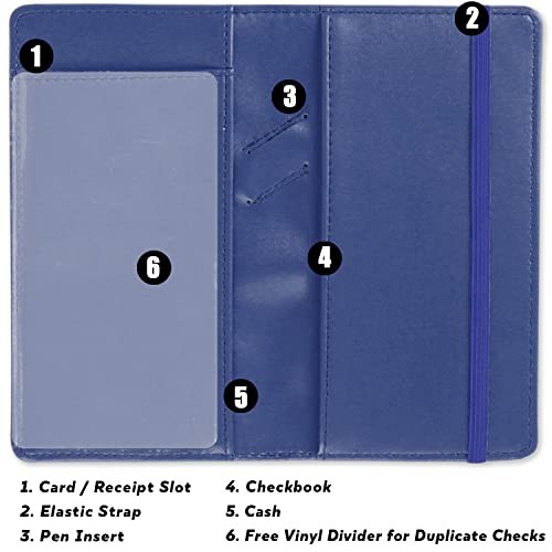 как выглядит PU Leather Checkbook Cover for Register Duplicate Deep Blue Simple Style фото
