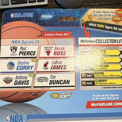 McFarlane Toys NBA Series 24 Lot Curry LeBron Duncan Davis Rose/1250 Pierce