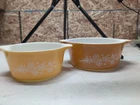 Lot of 2 Vintage PYREX BUTTERFLY GOLD Casseroles Dishes 474-B & 475-B