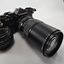 Chinon CS-4 35mm SLR Camera PARTS or REPAIR 80-200mm auto lens  50mm auto lens