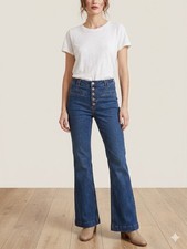 Anthropologie Pilcro High Rise Trouser Bootcut Jeans Size 30 Exposed Button Fly