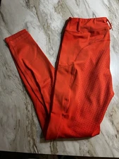 Full Seat Bright Orange Riding Tights With Belt Loops And Pockets