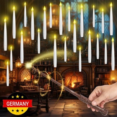 24X Schwebende LED Kerzen Magische Floating Candles mit Zauberstab Fernbedienung
