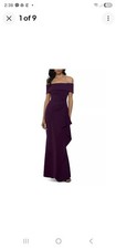 Xscape Plum Purple Ruffled Off-The-Shoulder Gown Size 12