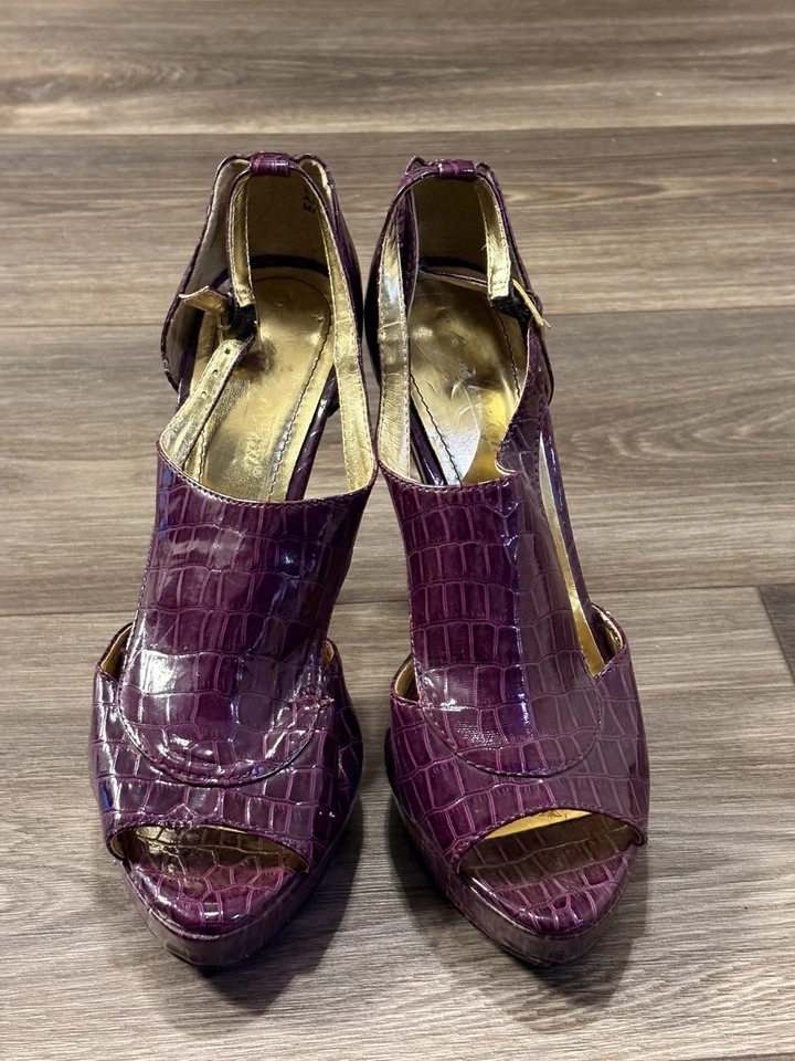 ANNE MICHELLE фиолетовый женщин каблуки платье туфли размер 8 заглянуть носок лодыжки ремень - Изображение 3 из 4