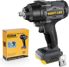900Ft-Lbs(1200N.M) Cordless Impact Wrench 1/2” Brushless, Compatible with Dewal 