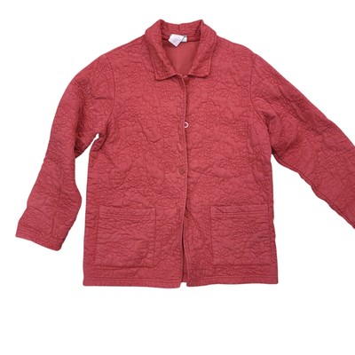 Coldwater Creek Women's Red Jacket Size Small Rose Embroidery